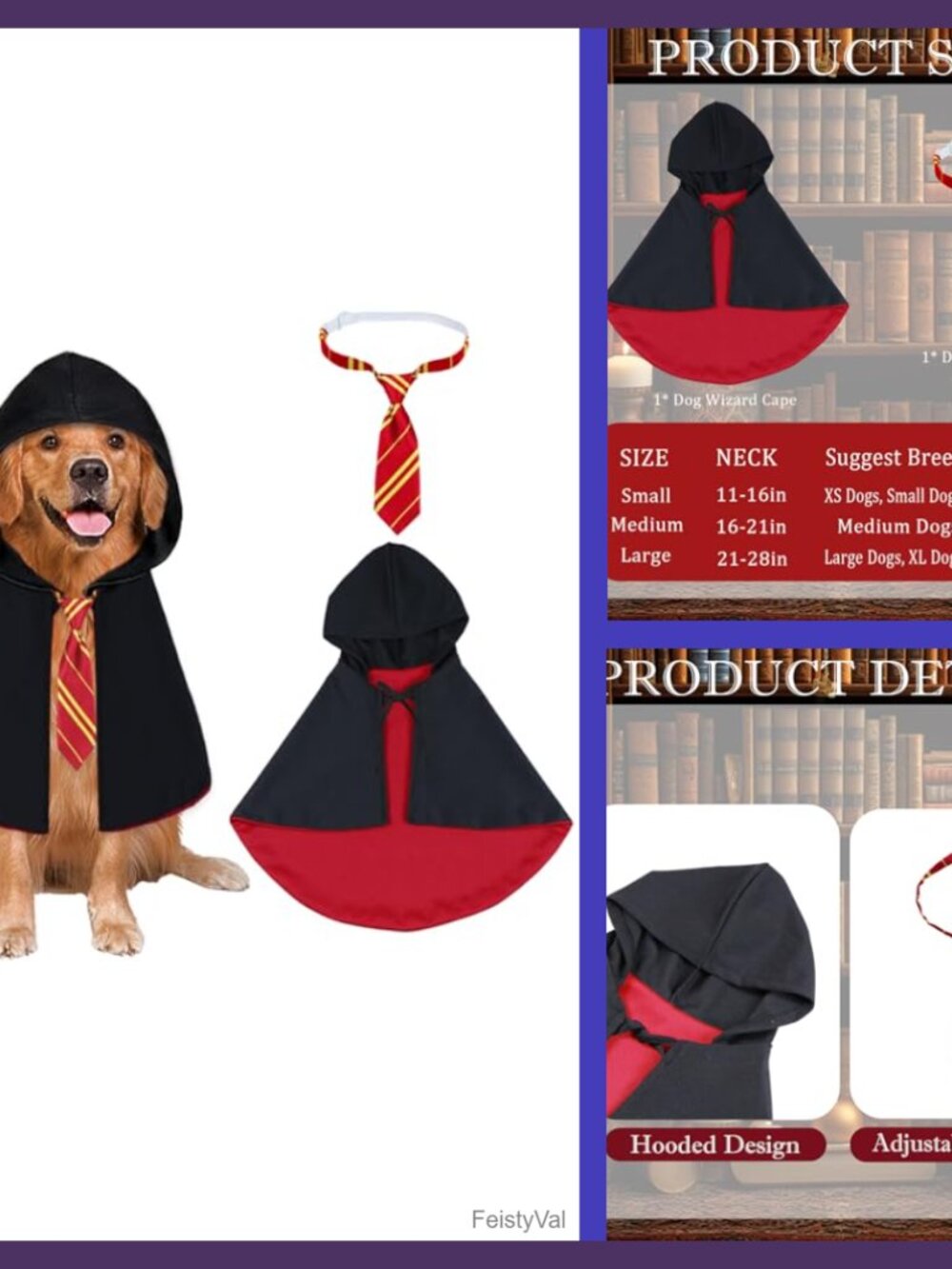 Dog Halloween Wizard Costume Cloak Cape Neck Tie Pet Party Cosplay